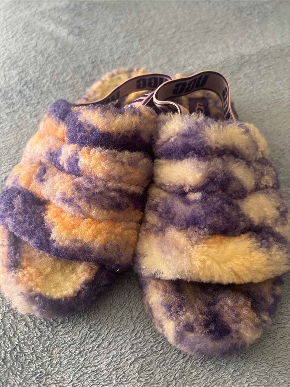 UGG Tie-Dye Fluff Slide Sandals - Picture 2 of 7
